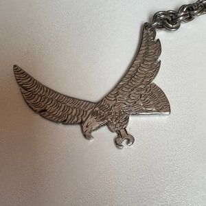 Silver Tone Eagle Pendant Keychain Heavy Duty Chain Lobster Clasp